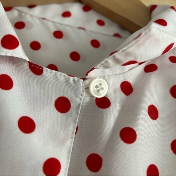 Vintage silky lightweight polkadot long sleeve blouse size large - Picture 7 of 13